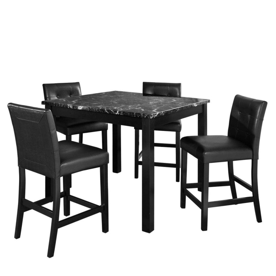 Dining Table Sets * | Discount Square Dorel Living Andover 5 Piece Faux Marble Counter Height Dining Set