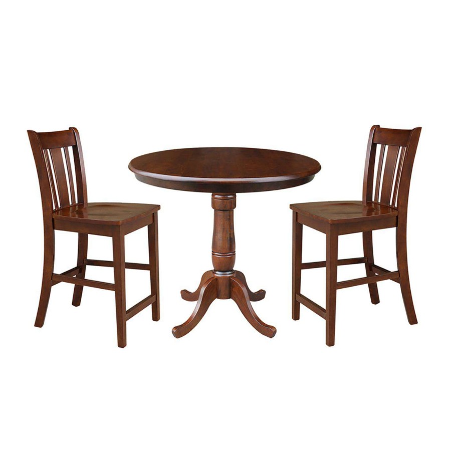 Dining Table Sets * | Promo Oval International Concepts Curved Pedestal Counter Height Dining Table Set With San Remo Chairs