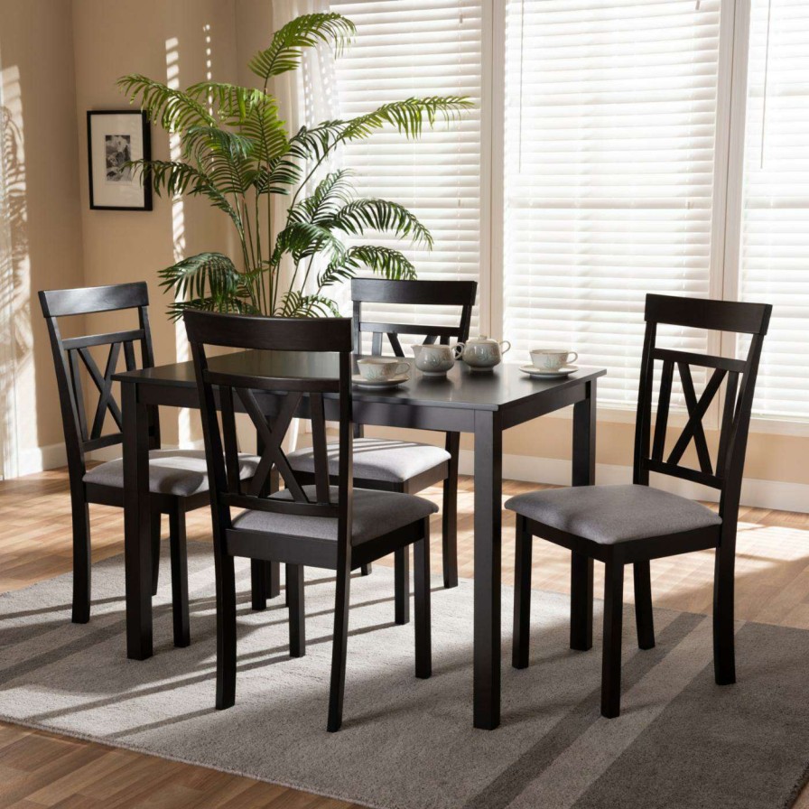 Dining Table Sets * | Hot Sale Rectangle Baxton Studio Rosie 5 Piece Contemporary Dining Set