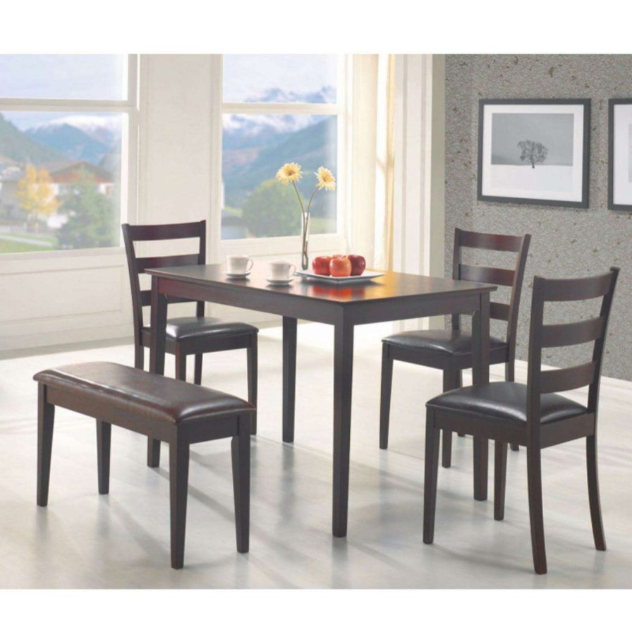 Dining Table Sets * | Wholesale Rectangle Benzara Sophisticated 5 Piece Dining Set With Bench