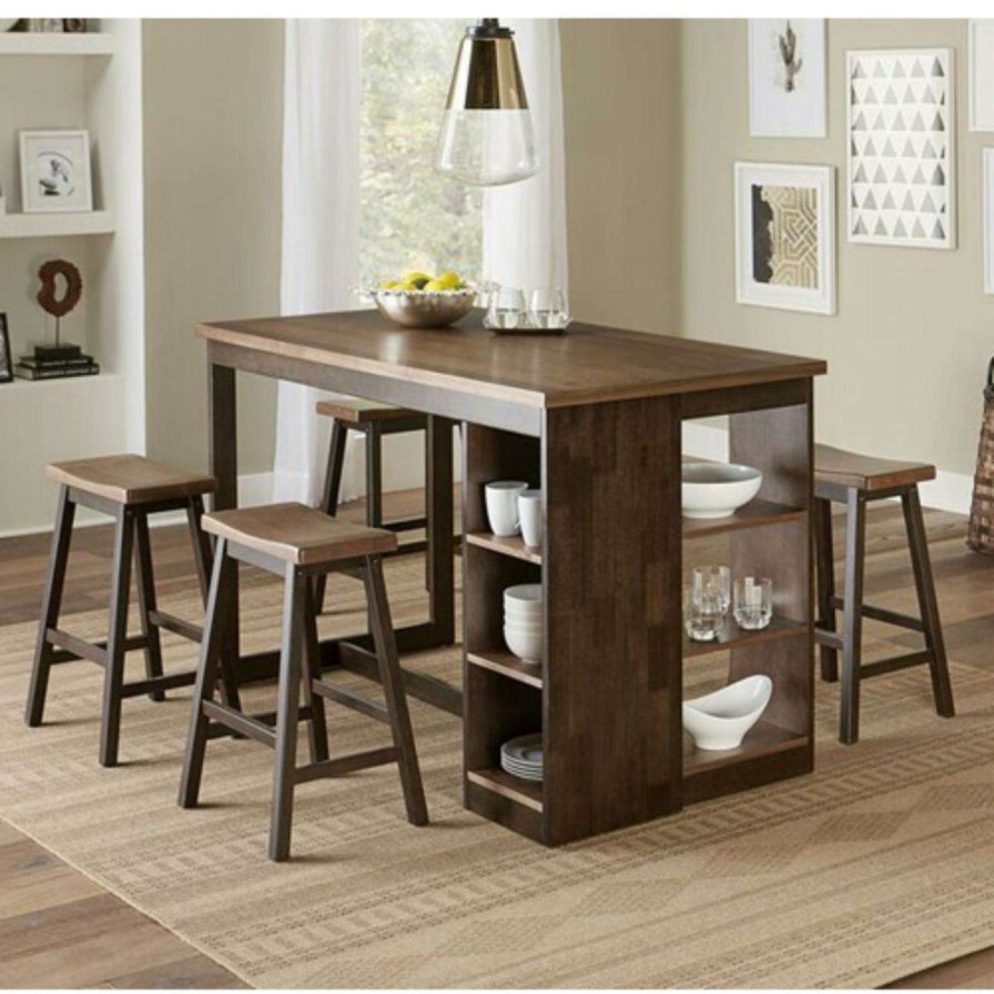 Dining Table Sets * | Buy Rectangle Progressive Furniture Kenny 5 Piece Counter Height Storage Dining Table Set