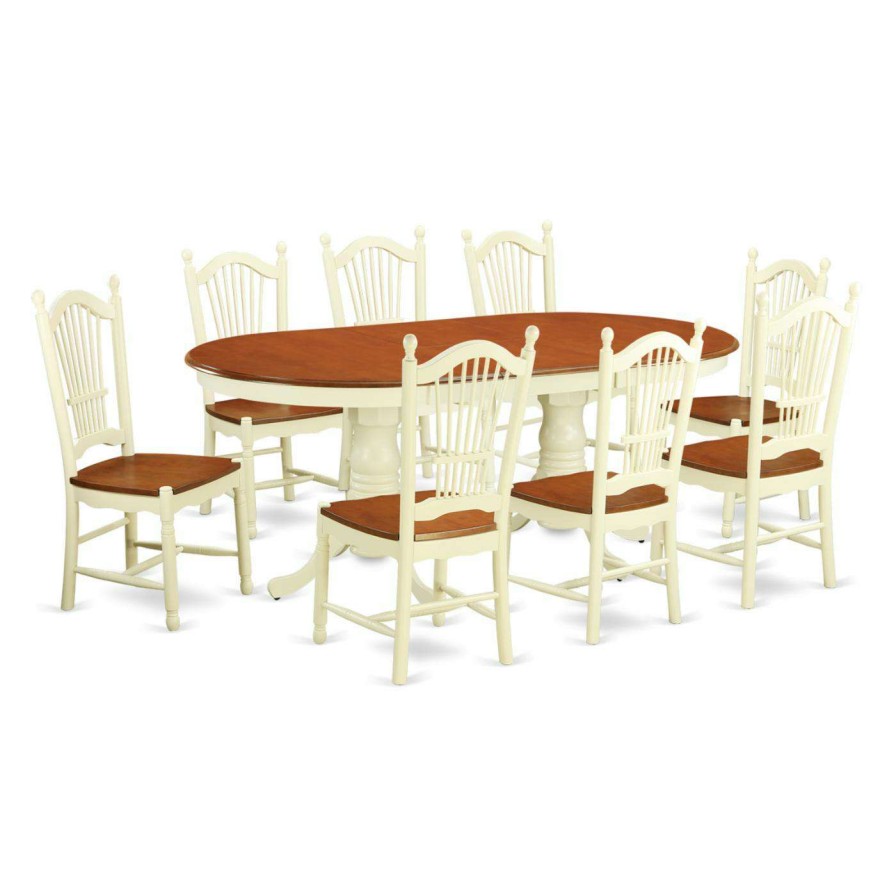 Dining Table Sets * | Budget Oval East West Furniture Plainville 9 Piece Sheaf Dining Table Set