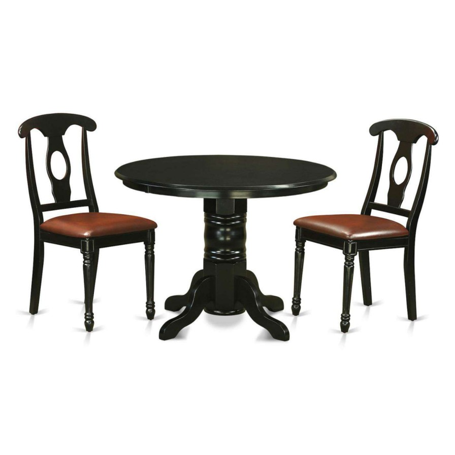 Dining Table Sets * | Top 10 Round East West Furniture Shelton 3 Piece Keyhole Dining Table Set