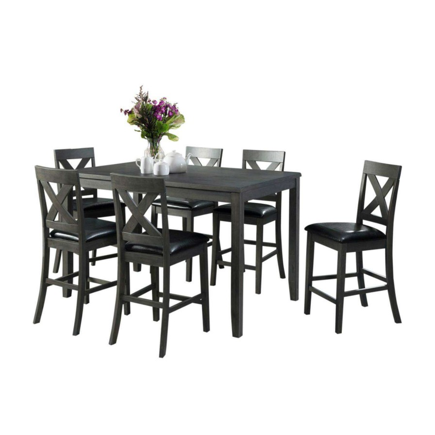 Dining Table Sets * | Best Pirce Rectangle Picket House Furnishings Alexa 7 Piece Counter Height Dining Set