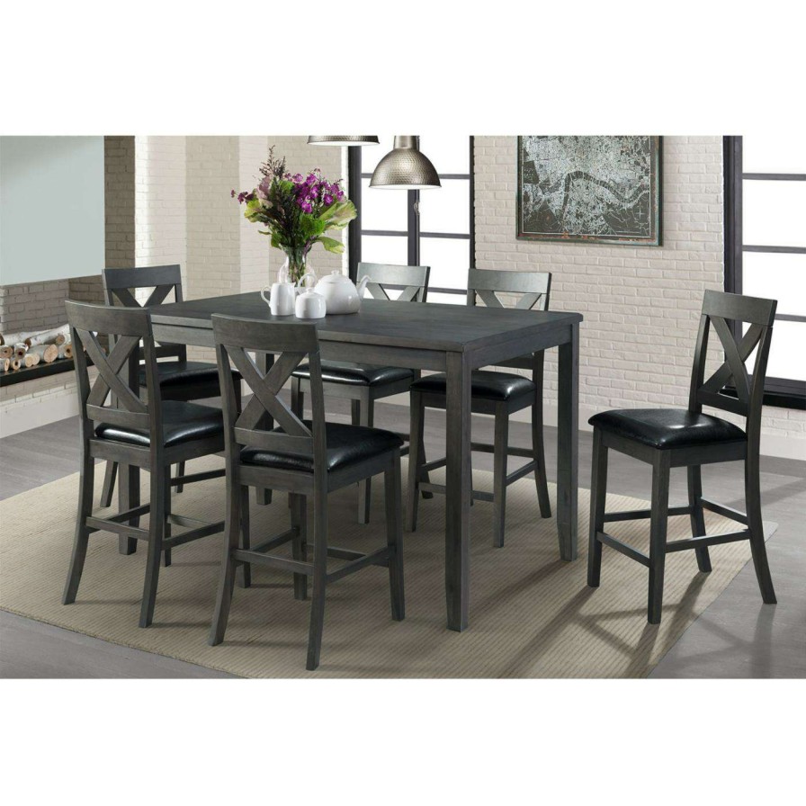 Dining Table Sets * | Best Pirce Rectangle Picket House Furnishings Alexa 7 Piece Counter Height Dining Set