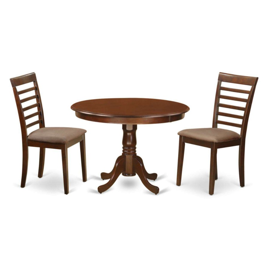 Dining Table Sets * | Promo Round East West Furniture Hartland 3 Piece Straight Ladderback Dining Table Set