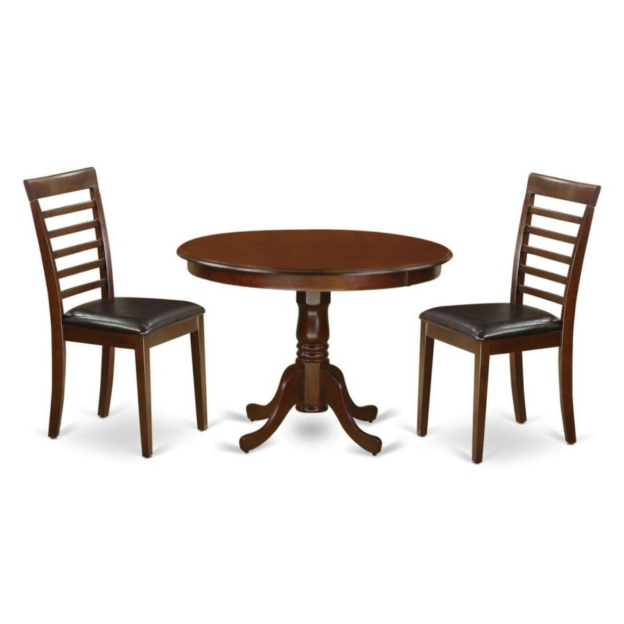 Dining Table Sets * | Promo Round East West Furniture Hartland 3 Piece Straight Ladderback Dining Table Set