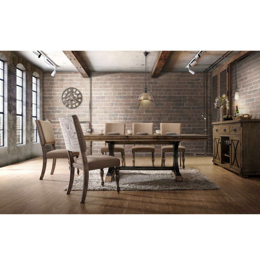 Dining Table Sets * | Discount Rectangle Roundhill Furniture Birmingham 7 Piece Butterfly Leaf Dining Table Set