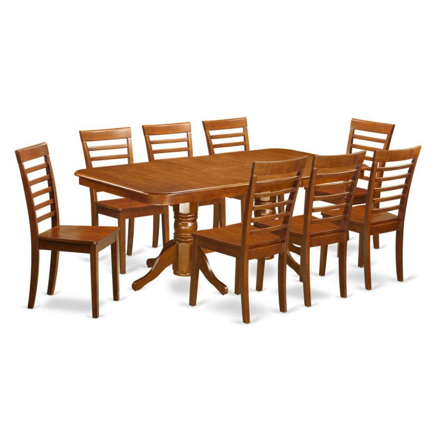 Dining Table Sets * | New Rectangle East West Furniture Kenley 9 Piece Dining Table Set With Milan Chairs