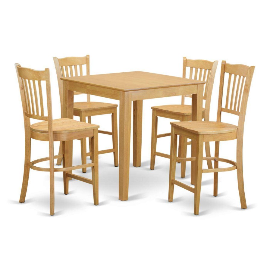 Dining Table Sets * | Brand New Square East West Furniture Pub 5 Piece Comb Back Dining Table Set