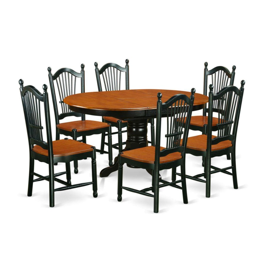 Dining Table Sets * | Coupon Oval East West Furniture Kenley Kedo7 Seven Piece Extension Dining Table Set