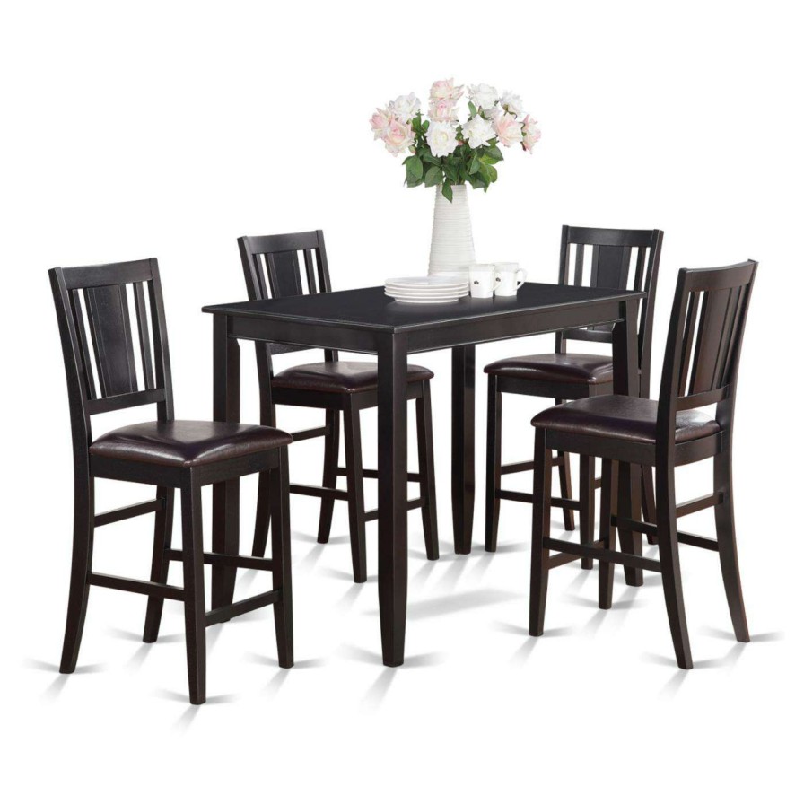 Dining Table Sets * | Best Reviews Of Rectangle East West Furniture Buckland 5 Piece Scotch Art Dining Table Set