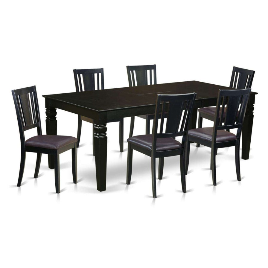 Dining Table Sets * | Coupon Rectangle East West Furniture Logan 7 Piece Scotch Art Dining Table Set