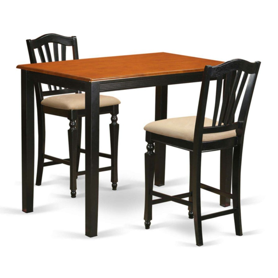 Dining Table Sets * | Coupon Rectangle East West Furniture Yarmouth 3 Piece High Splat Dining Table Set