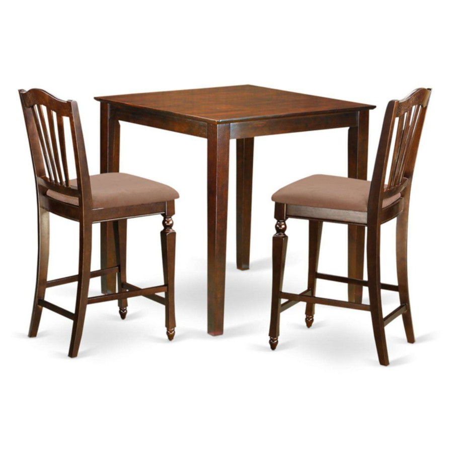 Dining Table Sets * | Flash Sale Square East West Furniture Vernon 3 Piece High Splat Dining Table Set Wood