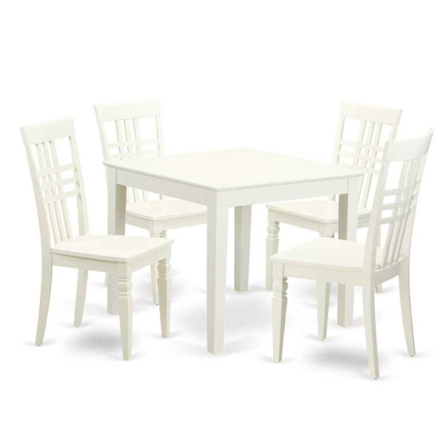 Dining Table Sets * | Promo Casual Dining Sets East West Furniture 5 Piece Triple Crossback Breakfast Nook Dining Table Set