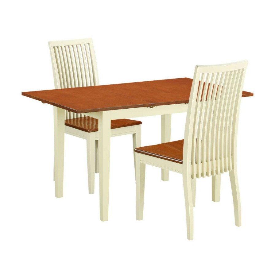 Dining Table Sets * | Hot Sale Rectangle East West Furniture 3 Piece Norfolk Dining Table Set With Wood Seat