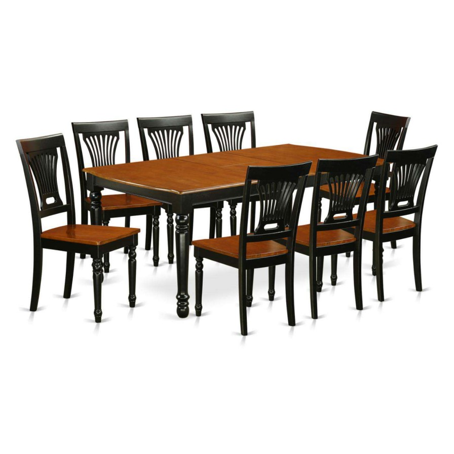 Dining Table Sets * | Best Pirce Rectangle East West Furniture Dover Dopl9 Nine Piece Extension Dining Table Set