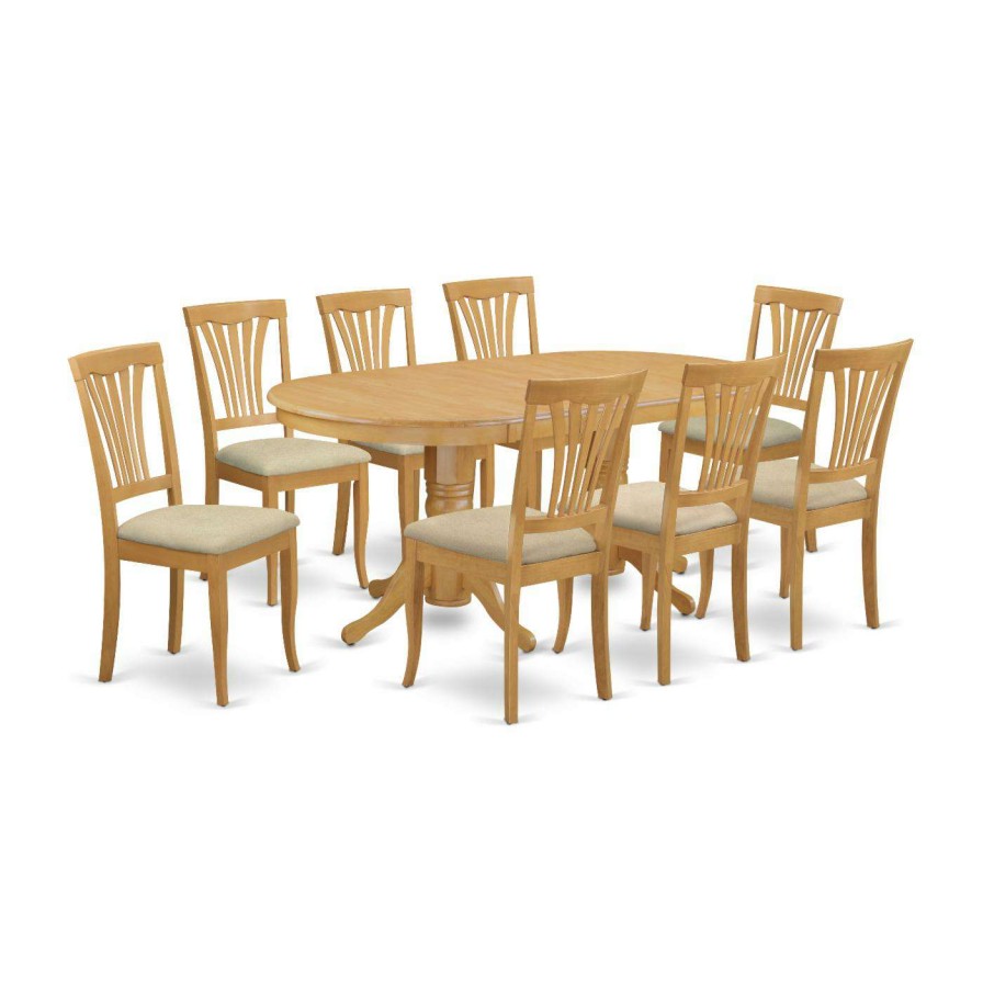 Dining Table Sets * | Brand New Oval East West Furniture Vancouver 9 Piece Lath Back Dining Table Set