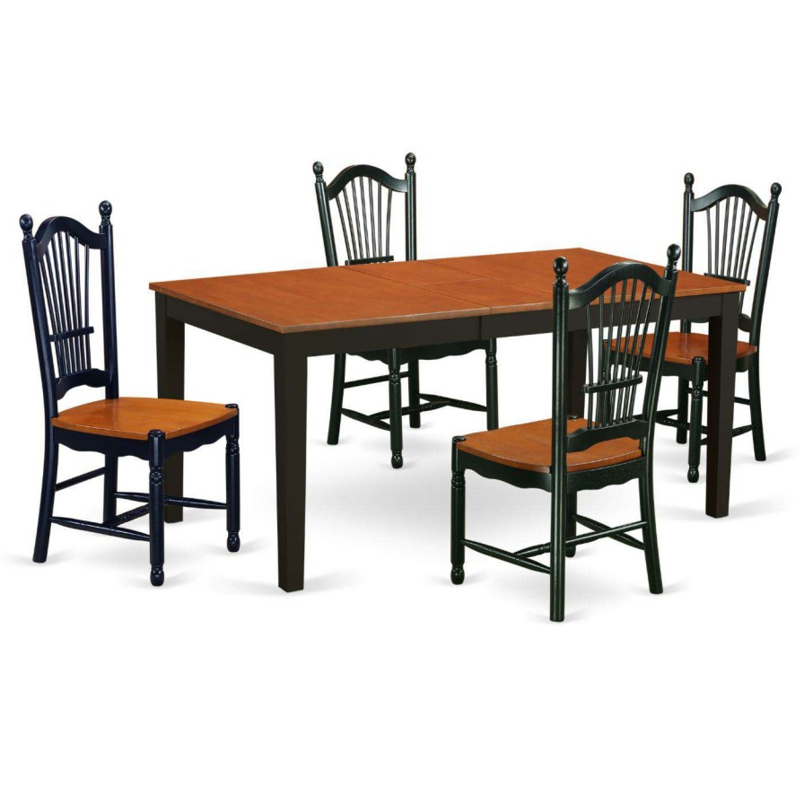 Dining Table Sets * | New Casual Dining Sets East West Furniture Nicoli 5 Piece Extending Dining Table Set With Slat Back Chairs Black / Cherry