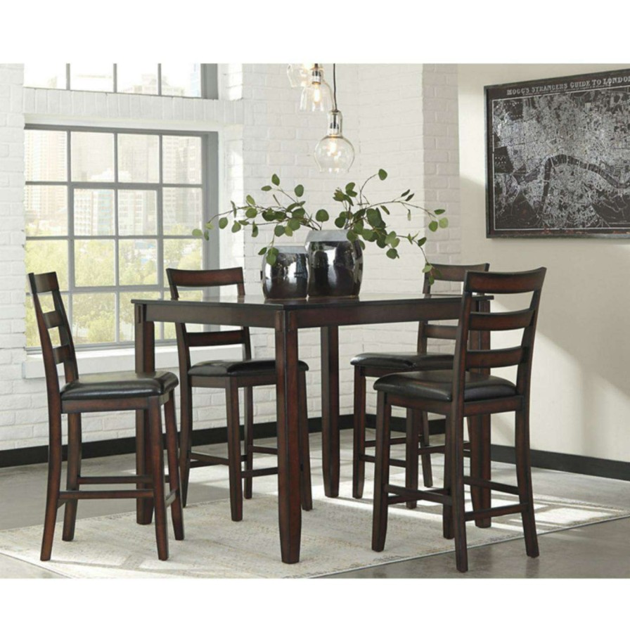 Dining Table Sets * | Budget Square Signature Design By Ashley Coviar 5 Piece Counter Height Dining Table Set