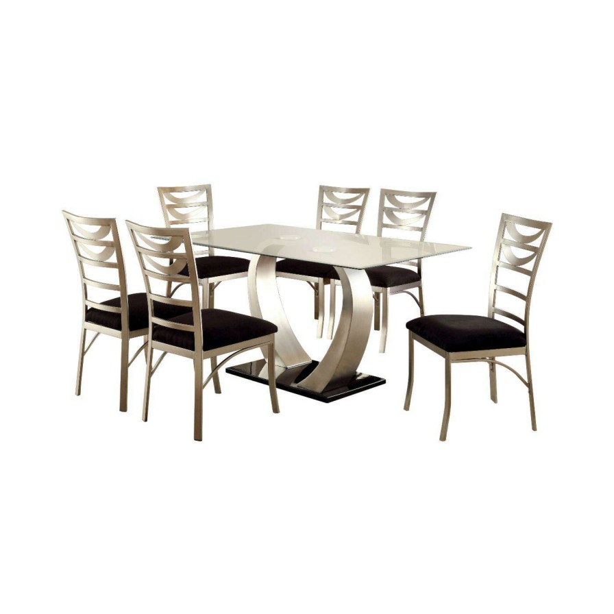 Dining Table Sets * | Hot Sale Rectangle Furniture Of America Vansant 7 Piece Dining Table Set With Ladder Back Chairs