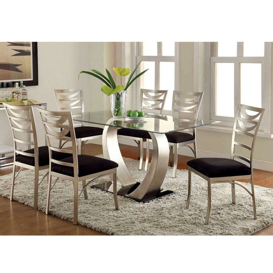 Dining Table Sets * | Hot Sale Rectangle Furniture Of America Vansant 7 Piece Dining Table Set With Ladder Back Chairs