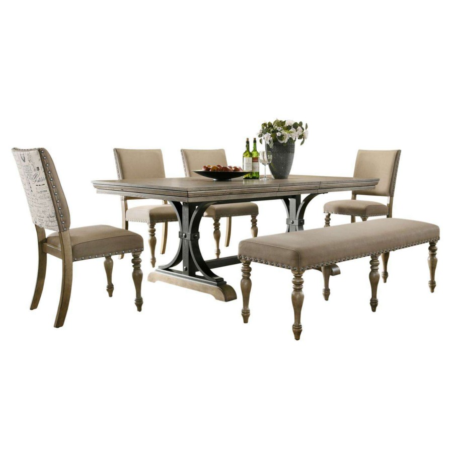 Dining Table Sets * | Cheapest Rectangle Roundhill Furniture Birmingham 8 Piece Dining Set