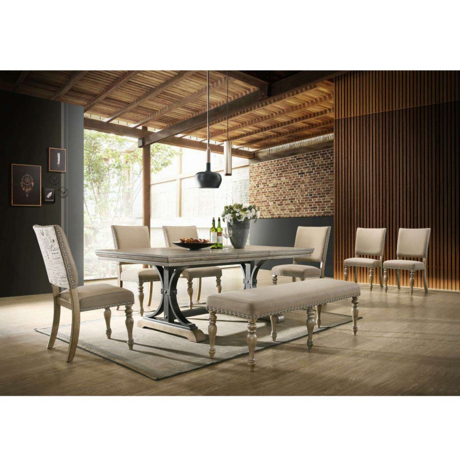 Dining Table Sets * | Cheapest Rectangle Roundhill Furniture Birmingham 8 Piece Dining Set