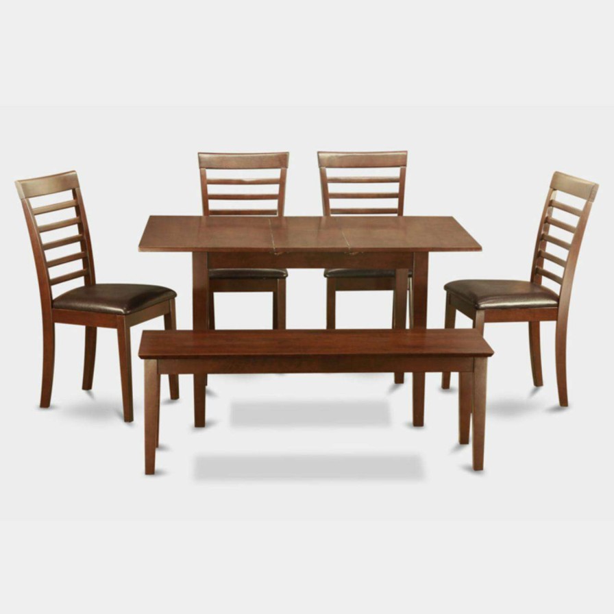 Dining Table Sets * | New Rectangle East West Furniture Norfolk 6 Piece Straight Ladder Back Dining Table Set