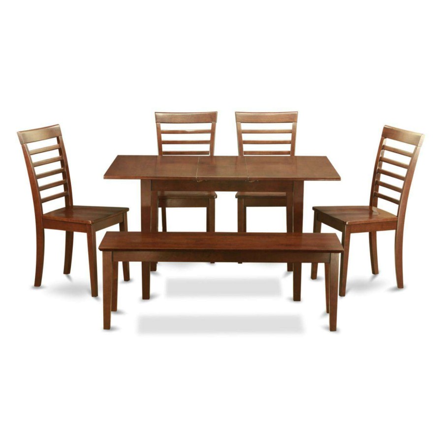 Dining Table Sets * | New Rectangle East West Furniture Norfolk 6 Piece Straight Ladder Back Dining Table Set