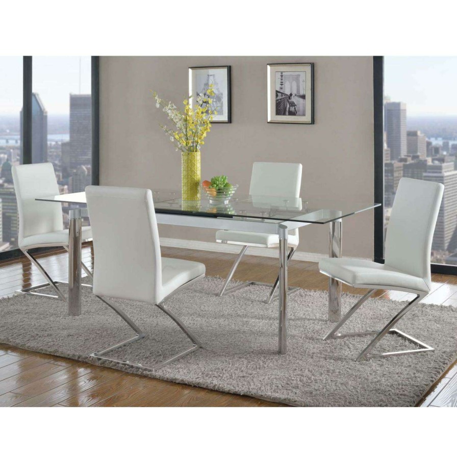 Dining Table Sets * | Best Reviews Of Rectangle Chintaly Tara 5-Piece Dining Room Set With Jade Chairs