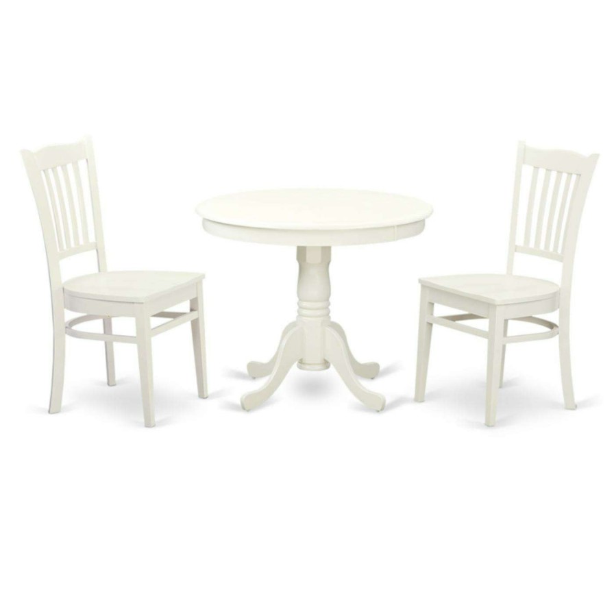 Dining Table Sets * | New Round East West Furniture 3 Piece Comb Back Kitchen Dinette Dining Table Set