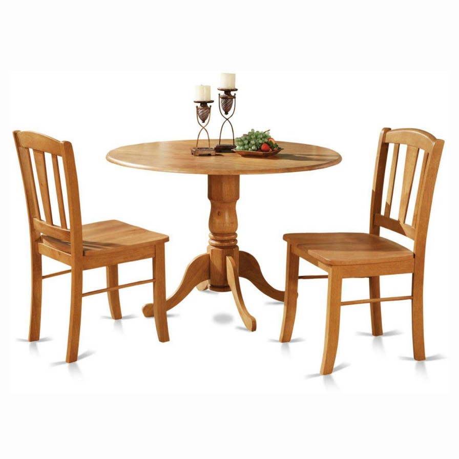 Dining Table Sets * | Best Deal Round East West Furniture Dublin 3 Piece Drop Leaf Dining Table Set