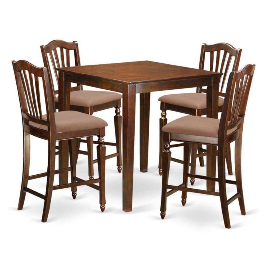 Dining Table Sets * | Best Sale Square East West Furniture Vernon 5 Piece High Splat Dining Table Set Wood