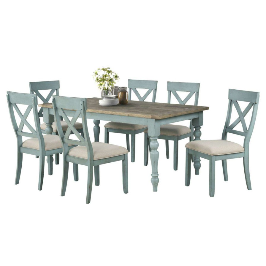 Dining Table Sets * | Best Sale Rectangle Roundhill Furniture Prato 7 Piece Dining Table Set