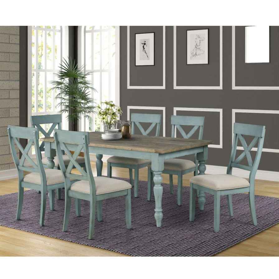 Dining Table Sets * | Best Sale Rectangle Roundhill Furniture Prato 7 Piece Dining Table Set