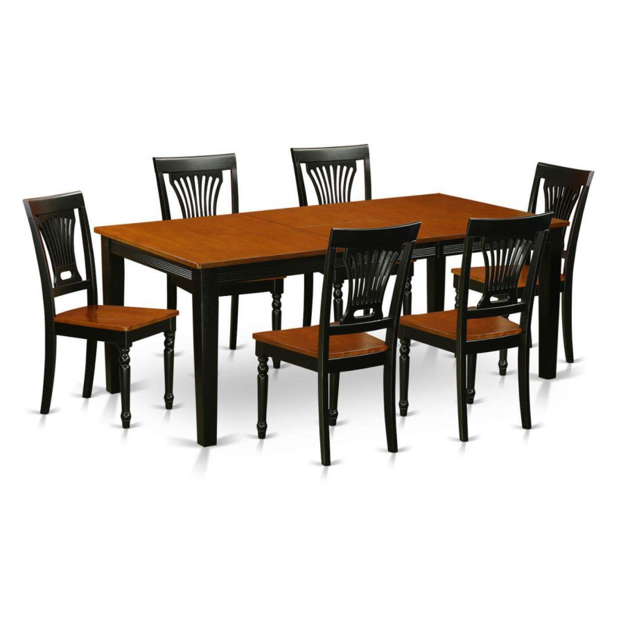 Dining Table Sets * | Outlet Rectangle East West Furniture Quincy 7-Piece Empire Dining Table Set