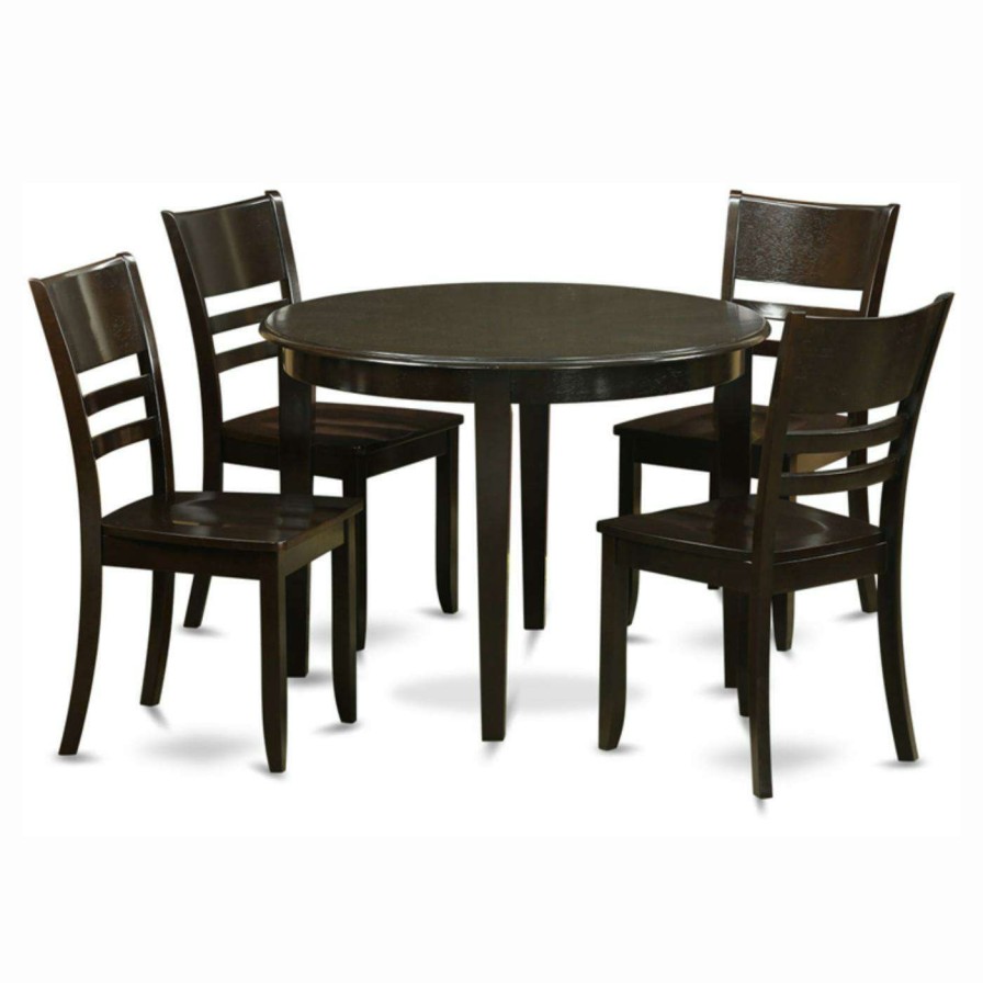 Dining Table Sets * | Brand New East West Furniture Boston 5 Piece Round Dining Table Set With Fields Wooden Seat Chairs