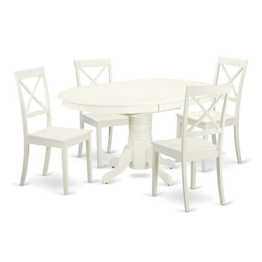 Dining Table Sets * | Brand New Oval East West Furniture Avon Avbo5 Five Piece Extension Dining Table Set