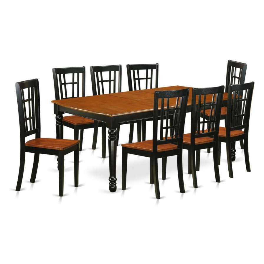 Dining Table Sets * | Best Pirce Rectangle East West Furniture Dover Doni9 Nine Piece Extension Dining Table Set