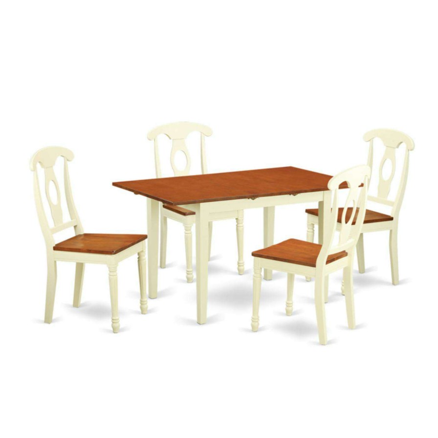 Dining Table Sets * | Cheapest Rectangle East West Furniture Norfolk 5 Piece Keyhole Dining Table Set