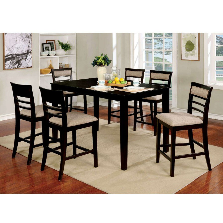 Dining Table Sets * | Budget Rectangle Furniture Of America Fairbanks 7 Piece Contemporary Counter Height Table Set Gray