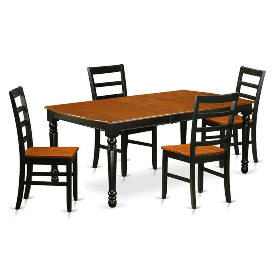 Dining Table Sets * | Top 10 Rectangle East West Furniture Dover Dopf5 Five Piece Extension Dining Table Set