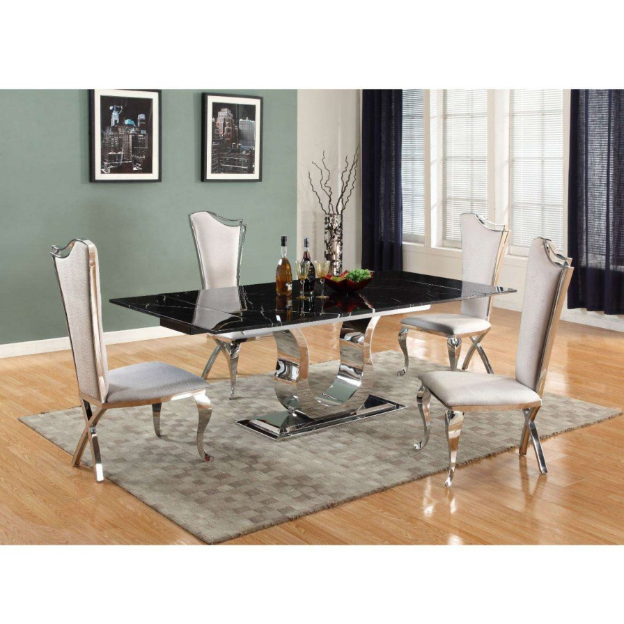 Dining Table Sets * | Promo Rectangle Chintaly Nadia 5-Piece Dining Table Set