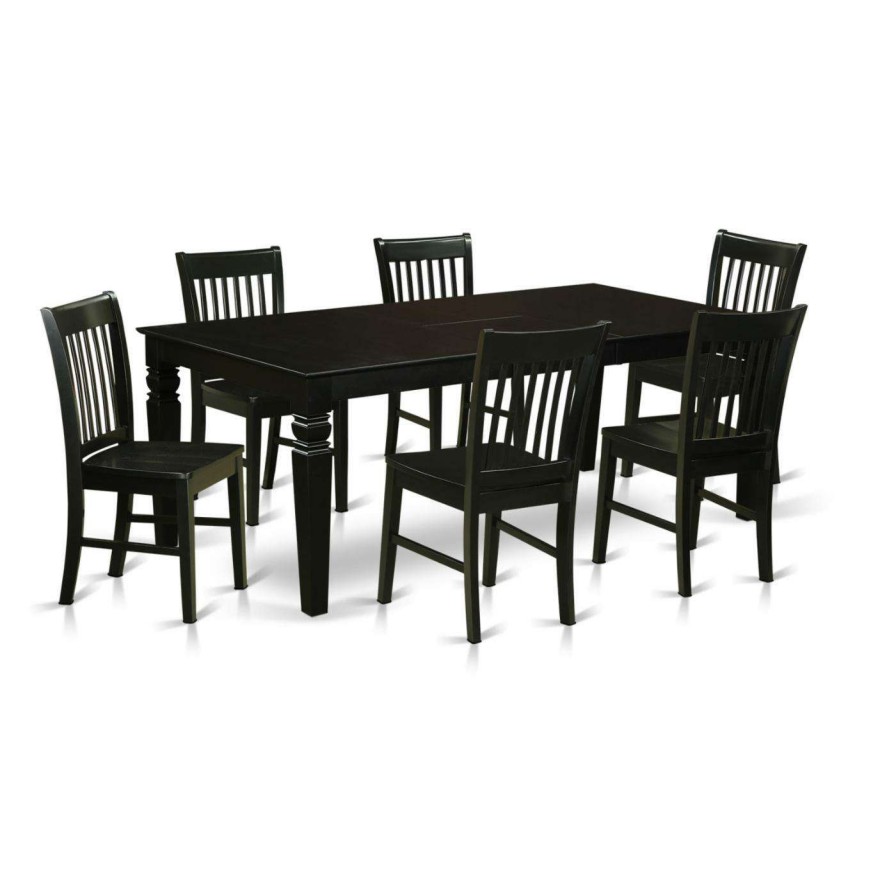 Dining Table Sets * | Outlet Rectangle East West Furniture Logan 7 Piece Slat Back Dining Table Set