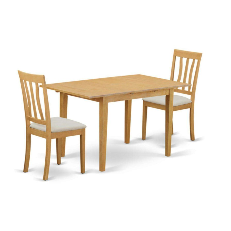 Dining Table Sets * | Budget Rectangle East West Furniture Norfolk 3 Piece Splat Back Dining Table Set