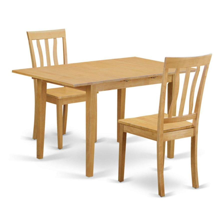 Dining Table Sets * | Budget Rectangle East West Furniture Norfolk 3 Piece Splat Back Dining Table Set