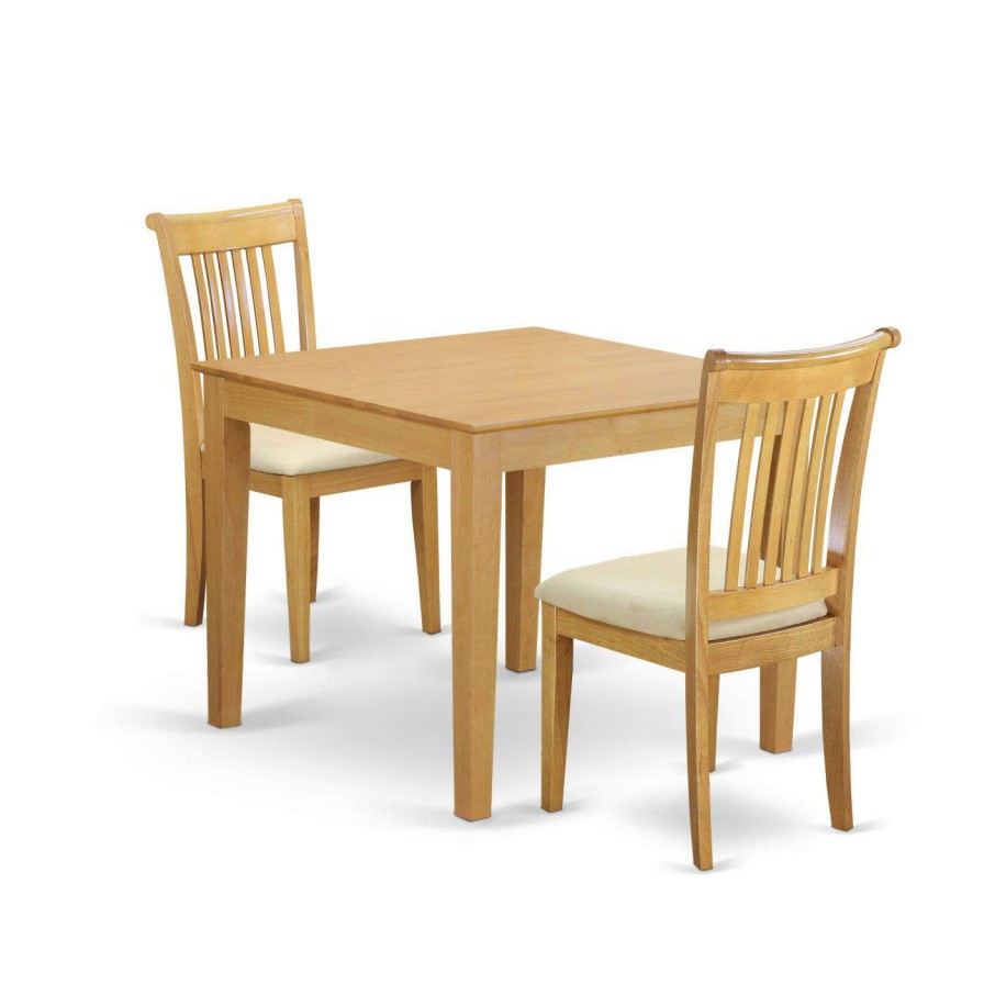 Dining Table Sets * | Outlet East West Furniture Oxford 3 Piece Square Dining Table Set Oak Wood