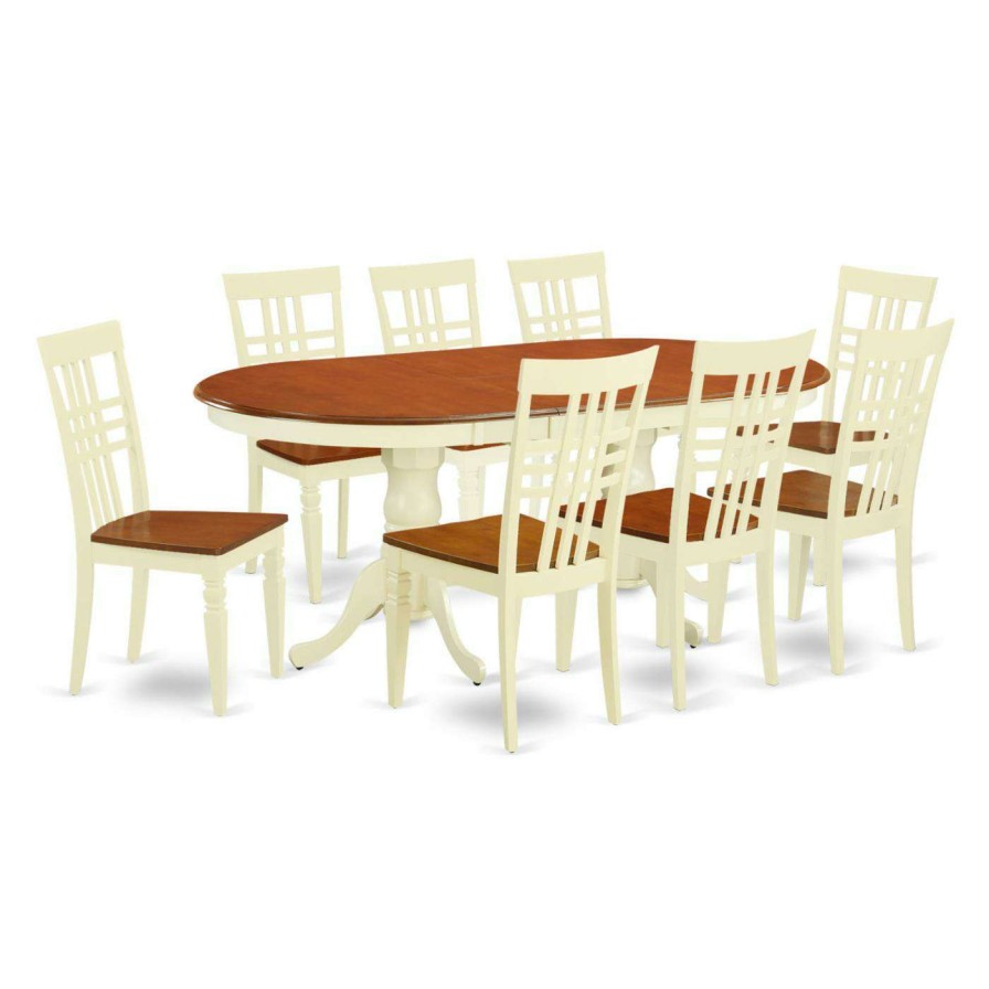 Dining Table Sets * | Outlet Oval East West Furniture Plainville 9-Piece Lattice-Back Dining Table Set Black & Cherry